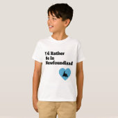 Ik zou liever in Newfoundland zijn (blauw hart) T-shirt (Voorkant volledig)