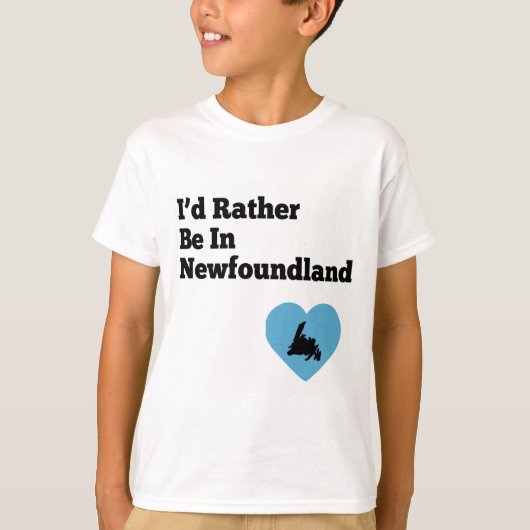 Ik zou liever in Newfoundland zijn (blauw hart) T-shirt (Voorkant)
