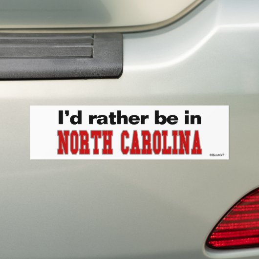 Ik zou liever in North Carolina zijn Bumpersticker (Op auto)