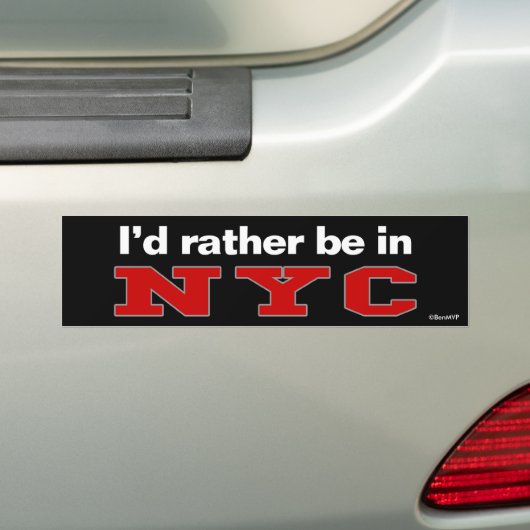 Ik zou liever in NYC zijn Bumpersticker (Op auto)