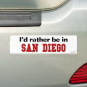 Ik zou liever in San Diego zijn Bumpersticker (Op auto)