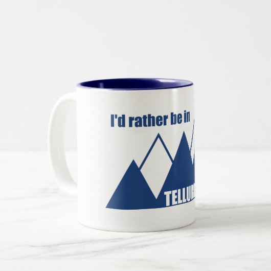 Ik zou liever in Telluride Mountain zijn Tweekleurige Koffiemok (Voorkant links)