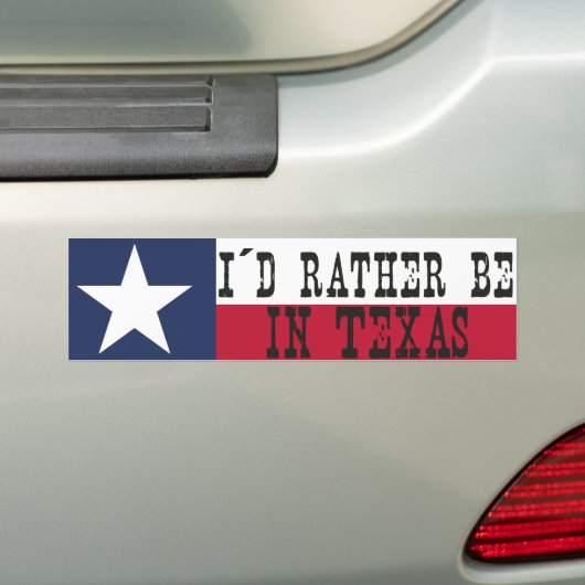 Ik zou liever in Texas zijn Bumpersticker (Op auto)