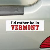 Ik zou liever in Vermont zijn Bumpersticker (Op auto)