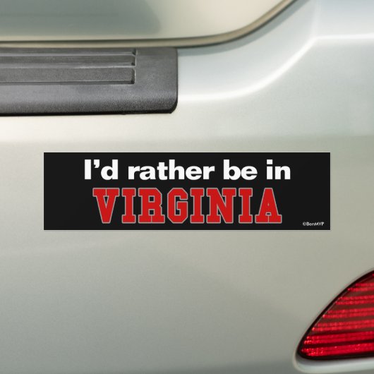 Ik zou liever in Virginia zijn Bumpersticker (Op auto)