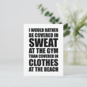 Ik zou liever in zweet zitten bij de gym briefkaart (Staand voorkant)