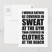 Ik zou liever in zweet zitten bij de gym briefkaart (Voorkant / Achterkant)