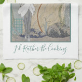 "Ik zou liever koken" Mode model Theedoek (Gevouwen)