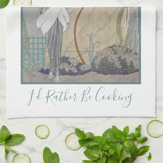 "Ik zou liever koken"  Mode model Theedoek (Gevouwen)