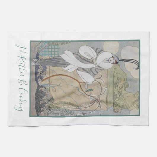 "Ik zou liever koken"  Mode model Theedoek (Horizontaal)