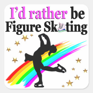 IK ZOU LIEVER KUNSTSCHAATSEN VIERKANTE STICKER