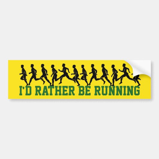 Ik zou liever lopen: Runner Silhouettes Bumpersticker (Voorkant)