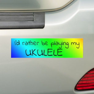 Ik zou liever mijn Ukulele kleurrijke naald's spel Bumpersticker