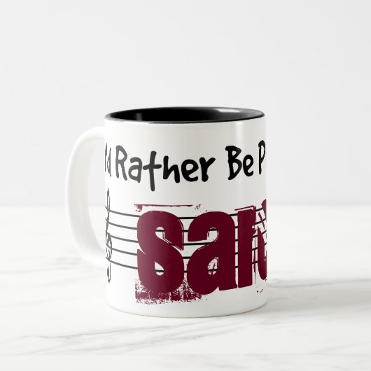 Ik zou liever m'n sarod spelen. tweekleurige koffiemok (Voorkant links)
