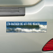 Ik zou liever op het strand zijn bumpersticker (Op auto)