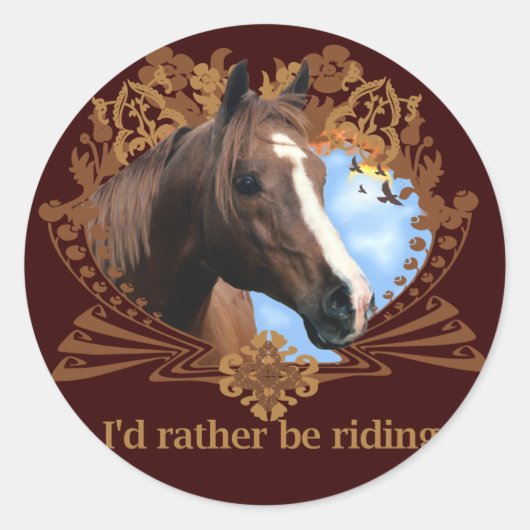 Ik zou liever paarden zijn. ronde sticker (Voorkant)