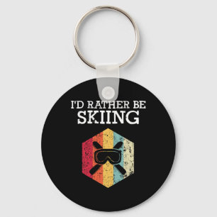 Ik zou liever Retro Ski Funny Skier zijn. Sleutelhanger