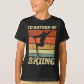 Ik zou liever Retro Skier  Ski gaan snuiven T-shirt (Voorkant)