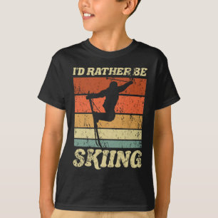 Ik zou liever Retro Skier  Ski gaan snuiven T-shirt
