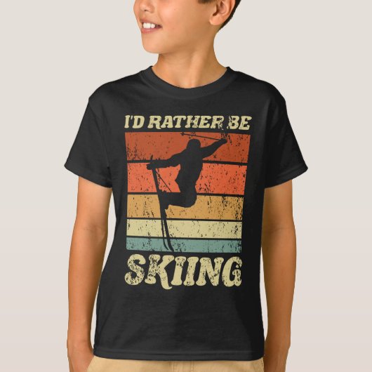 Ik zou liever Retro Skier  Ski gaan snuiven T-shirt (Voorkant)