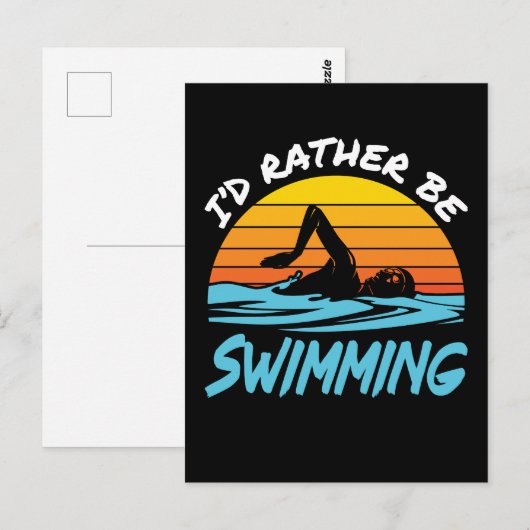 Ik zou liever retro zwemmen briefkaart (Voorkant / Achterkant)
