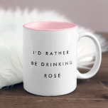 Ik zou liever Rosé Drink hebben Tweekleurige Koffiemok<br><div class="desc">Als het geen koffie is die je nodig hebt,  maar een mooi scherp glas rosé,  dit is je mok. Moderne en minimale ontwerpkenmerken "Ik zou liever rosé drink hebben" in de moderne zwarte letters. We houden ervan op de tweetalige mok-stijl met een rosé roze binnenkant.</div>