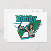 Ik zou liever Rugby spelen Briefkaart (Voorkant / Achterkant)