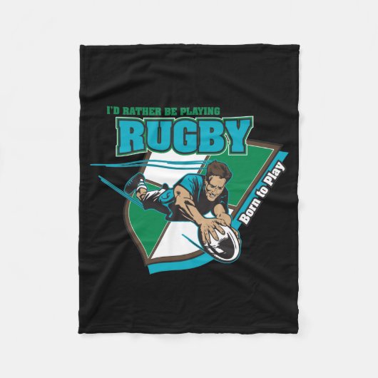 Ik zou liever Rugby spelen Fleece Deken (Voorkant)