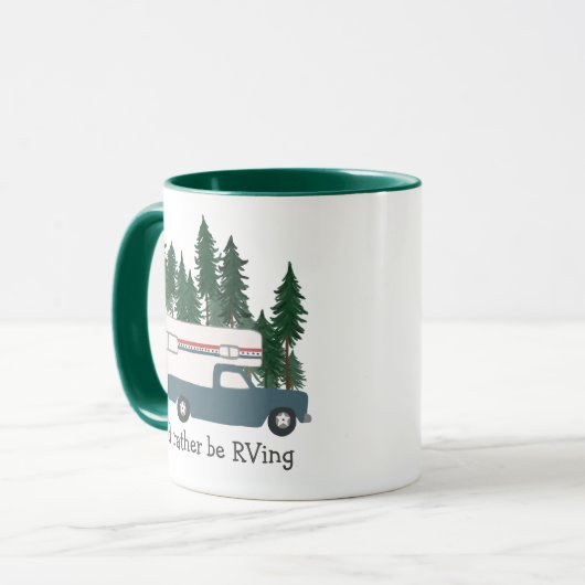 Ik zou liever RVing Retro Truck Camper Tree CUSTOM Mok (Voorkant links)