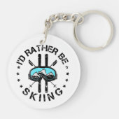 Ik zou liever Skiing Skier zijn. Sleutelhanger (Achterkant)
