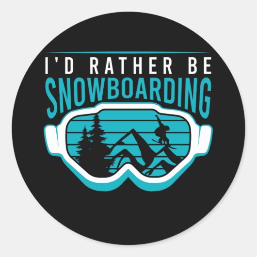 Ik zou liever snowboarden ronde sticker (Voorkant)