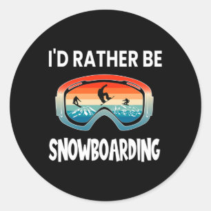 Ik zou liever Snowboarding Retro Sunset Goggles Sn Ronde Sticker