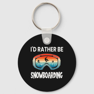 Ik zou liever Snowboarding Retro Sunset Goggles Sn Sleutelhanger