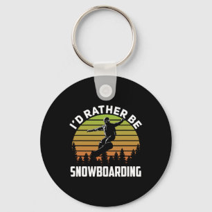 Ik zou liever Snowboarding Retro Sunset Winter Nov Sleutelhanger