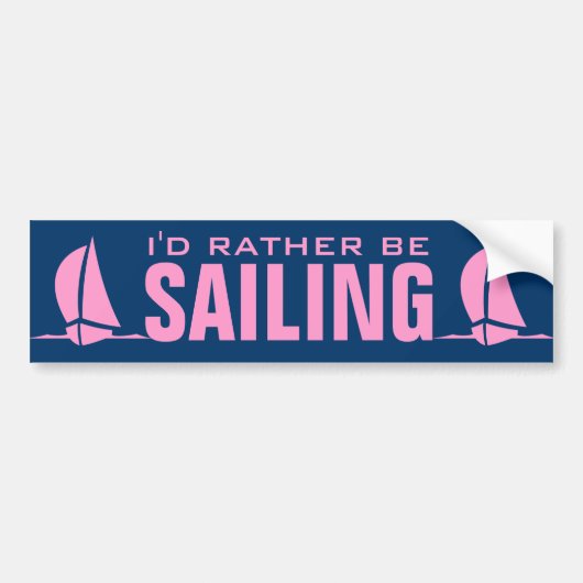 Ik zou liever sticker zeilen | Roze zeilboot (Voorkant)