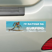 Ik zou liever surfen bumpersticker (Op auto)