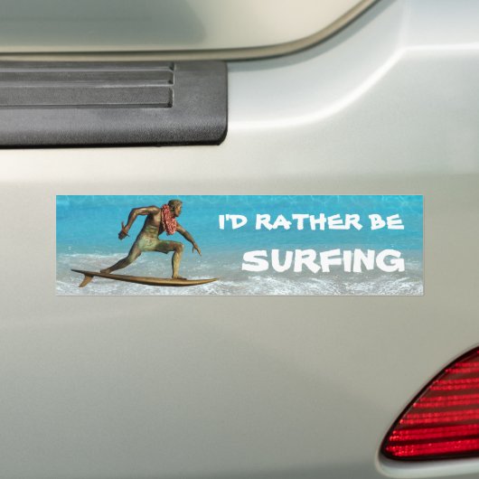 Ik zou liever surfen bumpersticker (Op auto)