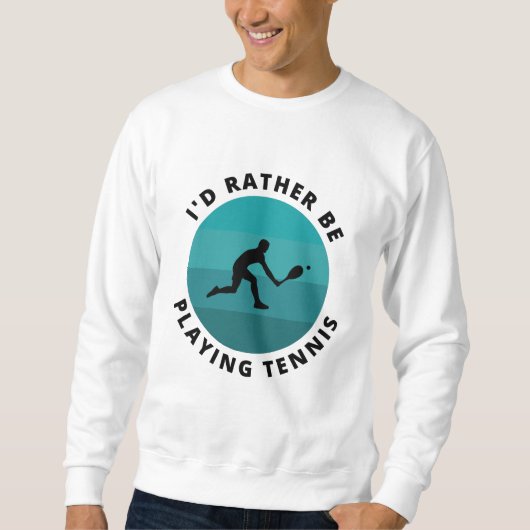 Ik zou liever Tennis Retro Blue Sun Player afspele Trui (Voorkant)