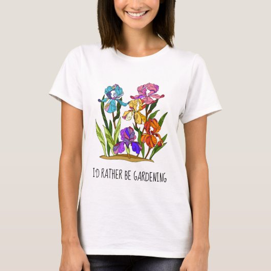 Ik zou liever tuinieren,  florale T-Shirt (Voorkant)