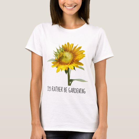 Ik zou liever tuinieren, zonnebloem t-shirt (Voorkant)