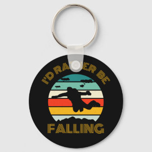 Ik zou liever vallen met vintage parachutespringen sleutelhanger
