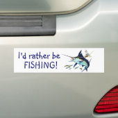 Ik zou liever vissen! bumpersticker (Op auto)
