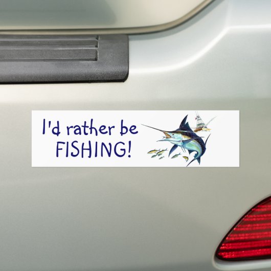 Ik zou liever vissen! bumpersticker (Op auto)