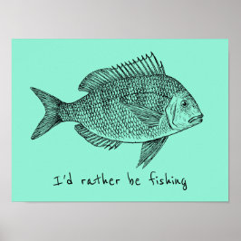 Ik zou liever  vissen poster