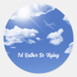 "Ik zou liever vliegen" Vliegtuig rond Sticker Fav
