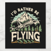 Ik zou liever vliegen. vliegtuig wijn etiket (Enkel label)