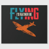 Ik zou liever  vliegtuigretrorpiloot vliegen cadeaupapier (Vlak)