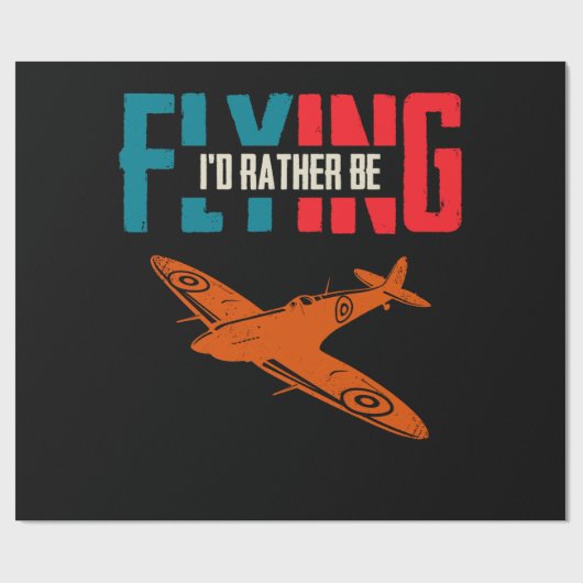 Ik zou liever  vliegtuigretrorpiloot vliegen cadeaupapier (Vlak)