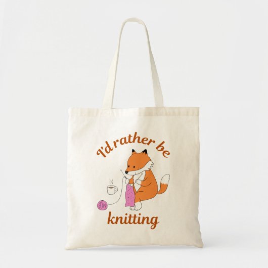 Ik zou liever zeggen: "Fox" — "Knitting Lover" Tote Bag (Voorkant)