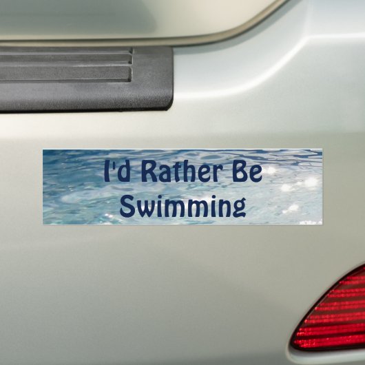 Ik zou liever zwemmen bumpersticker (Op auto)